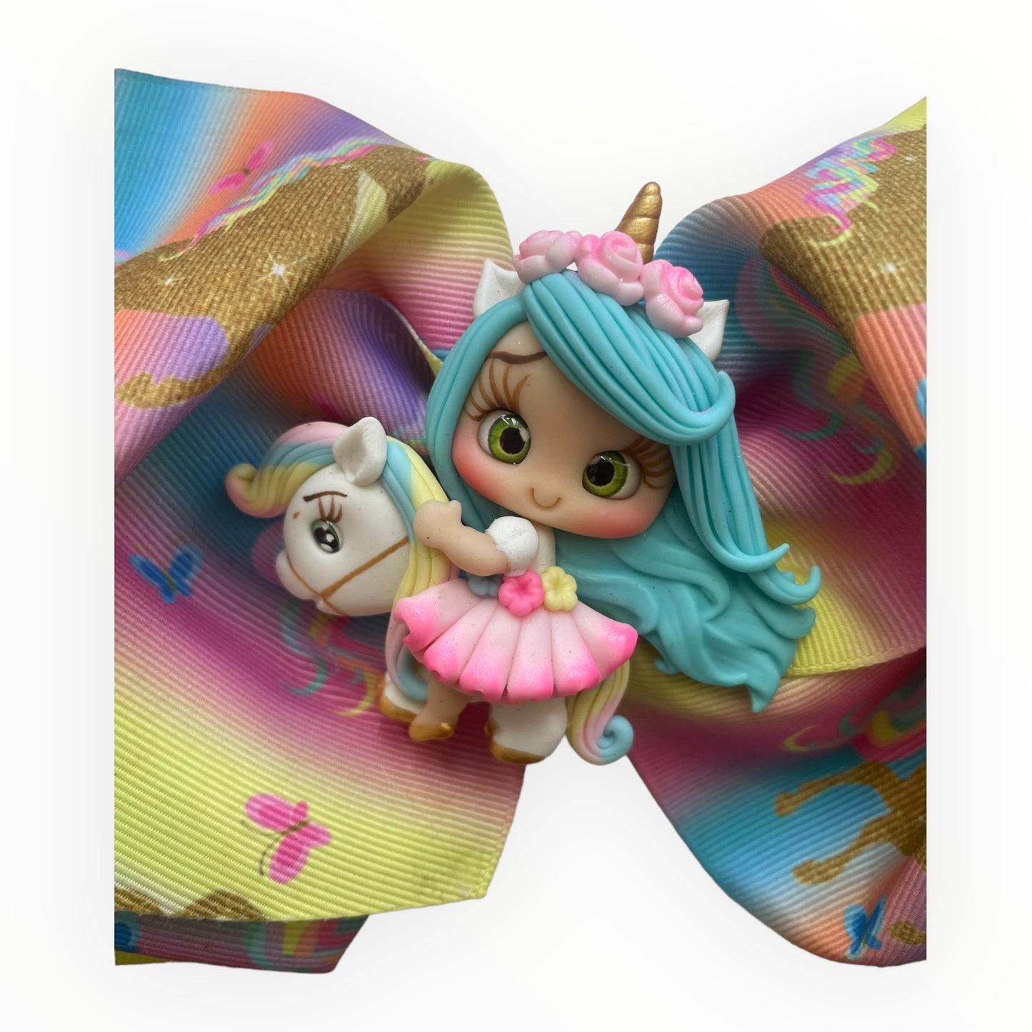 Girl hair bow Hair accessories Hair clip Hair bow with clay doll
