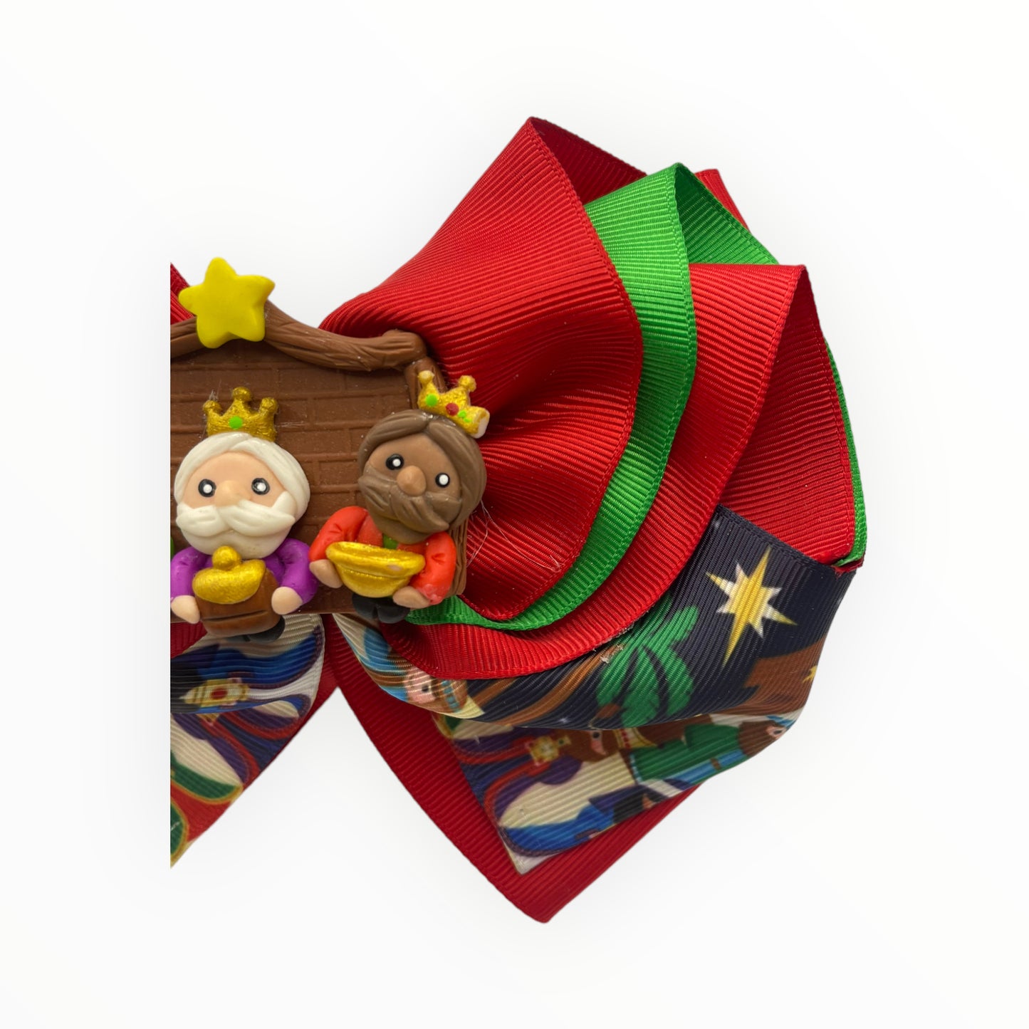 Christmas hair bow with lights Bow of three kings Christmas hair bow