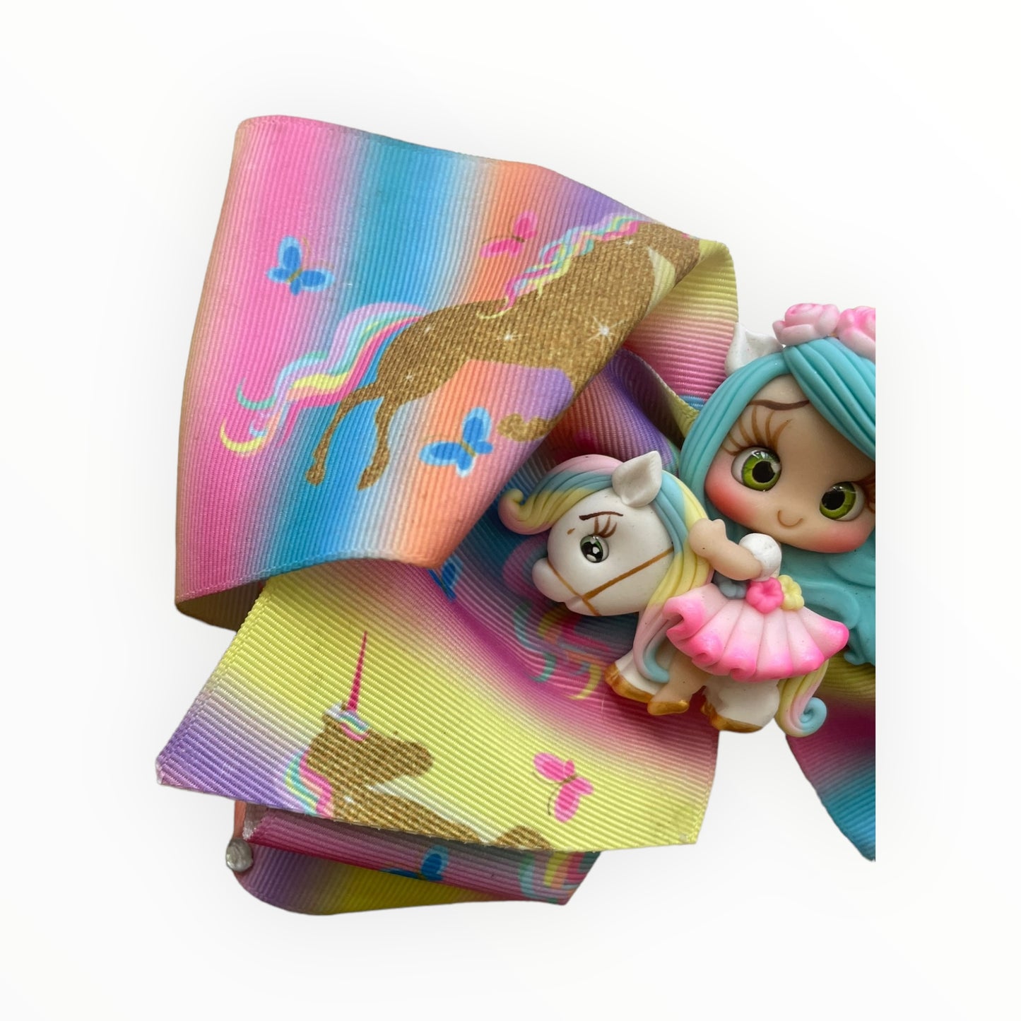 Girl hair bow Hair accessories Hair clip Hair bow with clay doll