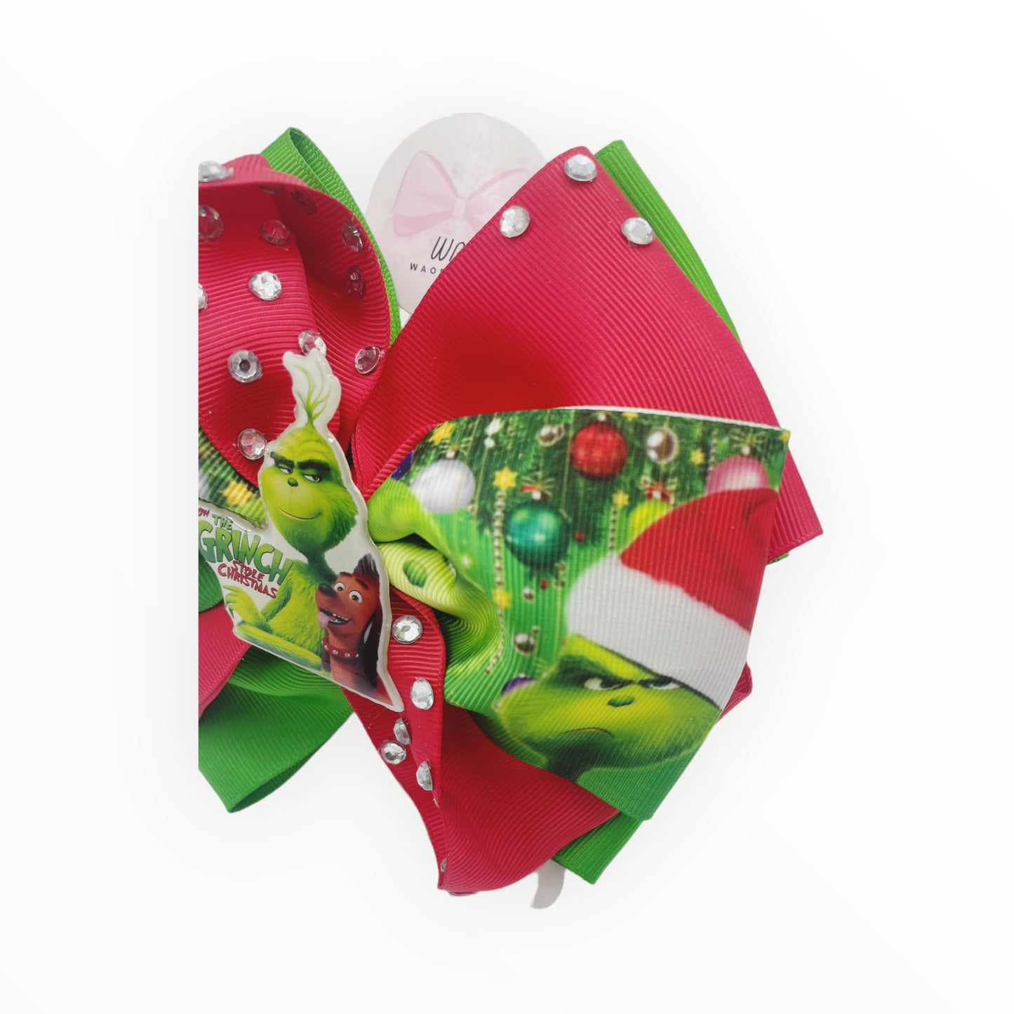 Grinch hair bow Christmas hair bow. Girl hair bow