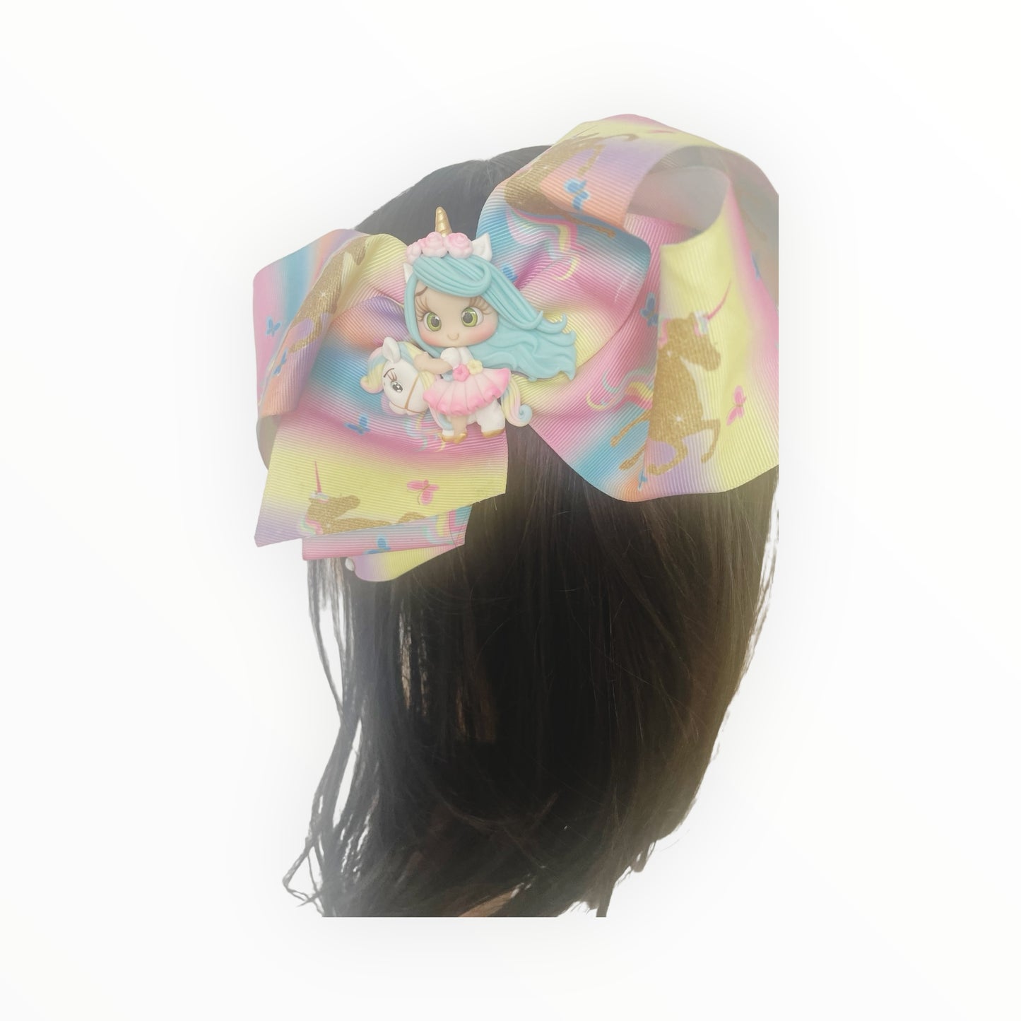 Girl hair bow Hair accessories Hair clip Hair bow with clay doll