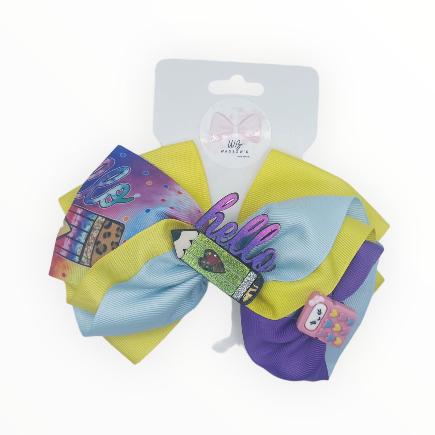 Back to School Hair Bow School Hair Bow Handmade School Hair Bow. Hair Accessories for School. School Ribbons Hair Bow