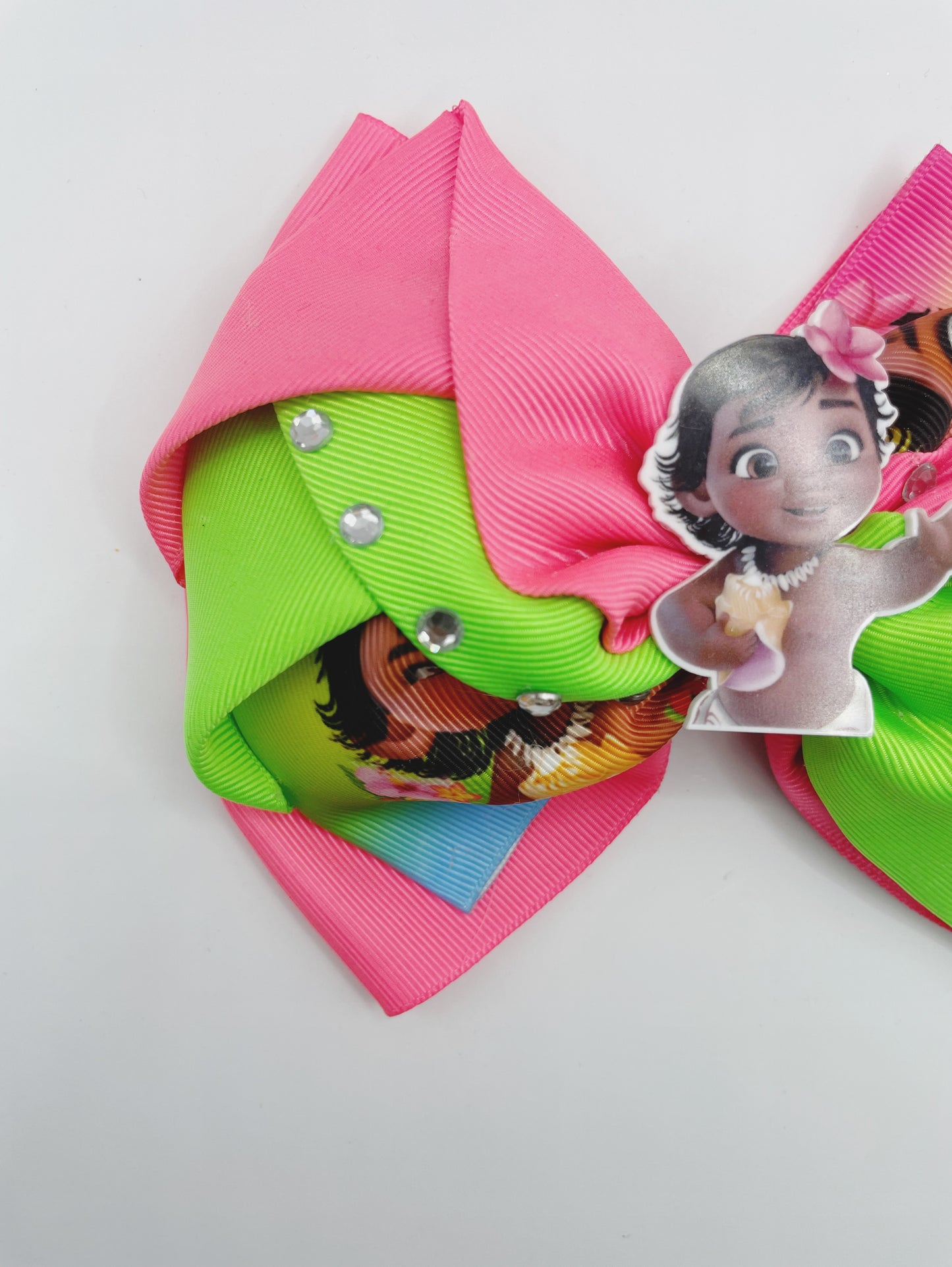 Handmade Girl Hair Bow 6” Hair Bow for Girl Mohana Girl Hair Bpw Alligator Clip Bow Grossgrain Ribbons Girl Hair Bow