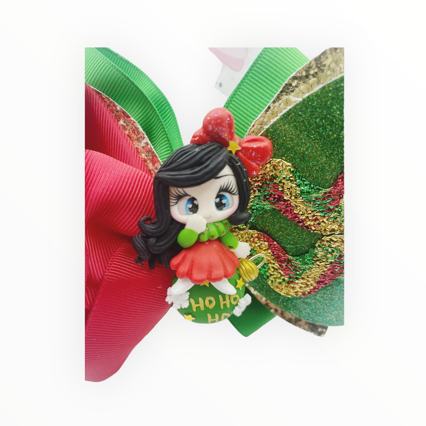 Lazo de pelo de Navidad Adorable lazo de pelo hecho a mano Lazo de pelo con Claydoll