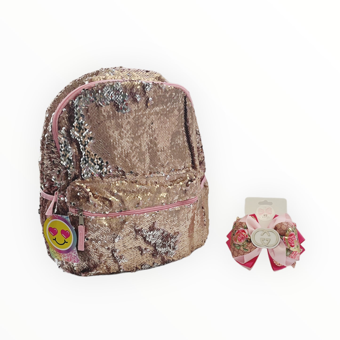 BACKPACK AND BOW BUNDLE   GOLDEN SEQUINS