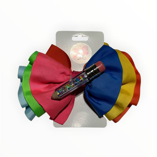 Colorful Large Bow for Girls  Multicolored School Bow  Large Rainbow Bow  Hair Accessory for first day at school  Colorful Handmade Bow  Colorful Large Children's Bow for Back to school