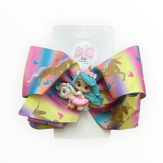 Girl hair bow  Hair accessories Hair clip  Hair bow with clay doll