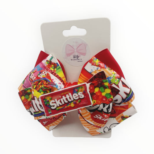 Skittles hair bow  Girl hair bow  Handmade hair bow