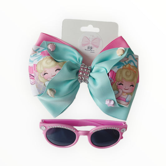 Bow and Sunglases Set  Girl Hair Accessories  Girl Hair Bow With Sunglasses