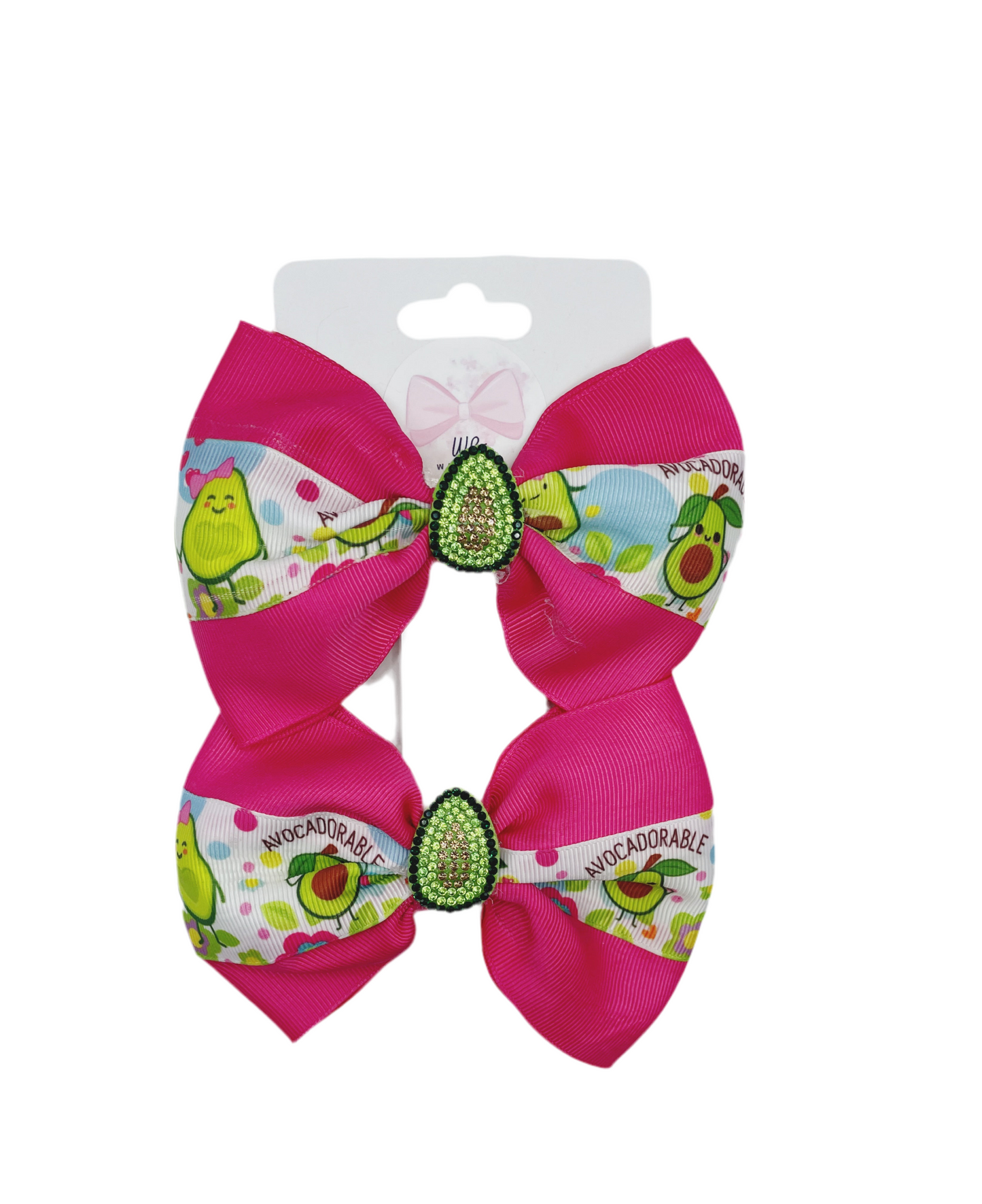 Par de lazos para el cabello para niñas Clip de lazo para el cabello Clips hechos a mano Par de lazos Cinta de grosgrain Par de lazos Clips Clips de aguacate Par de lazos