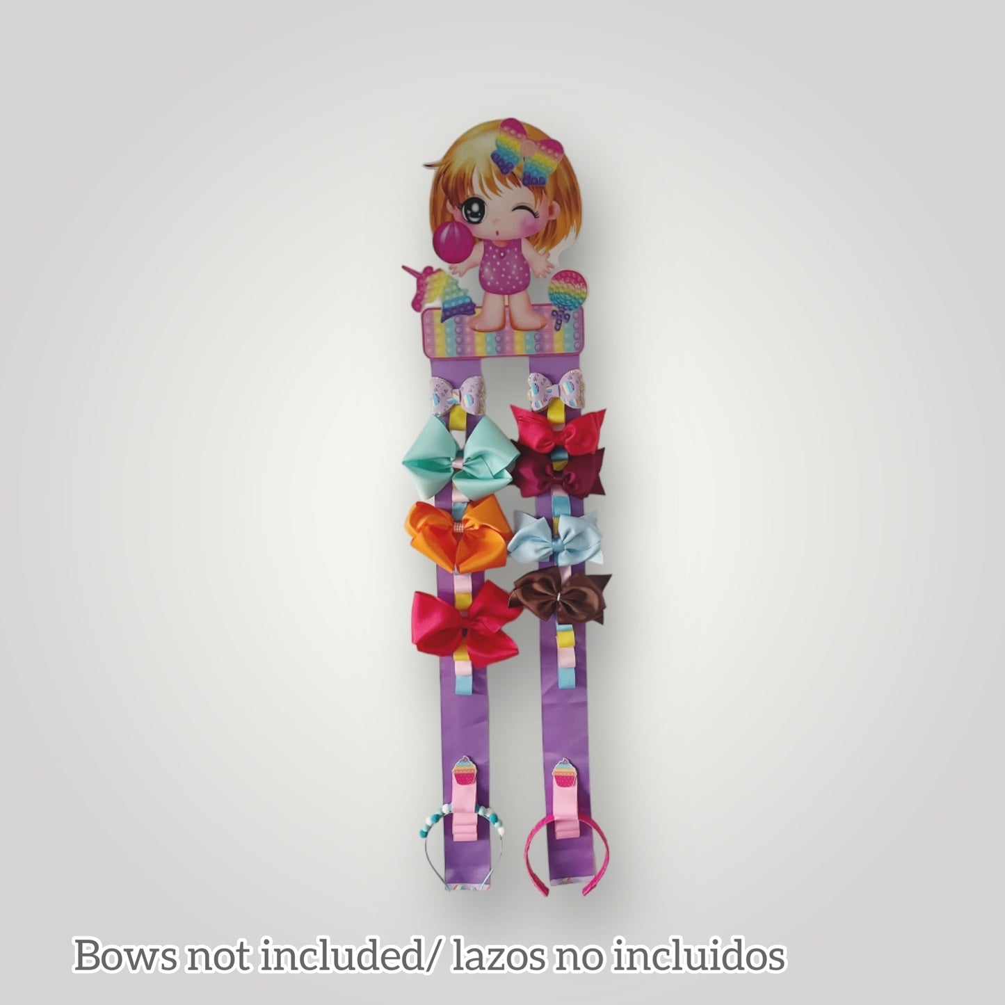Organizador de lazos para el cabello Chica Pop It Inspirado Diademas y accesorios para lazos Organizador Accesorios para el cabello Organizador Organizador de lazos para el cabello hechos a mano