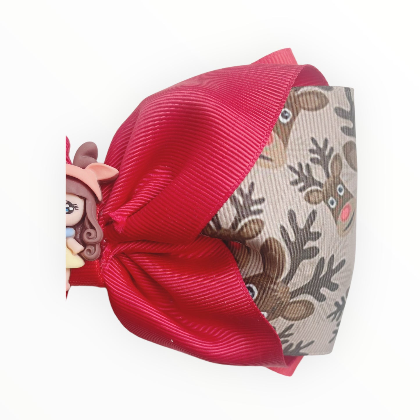 ❗️LAST UNIT AVALIABLE❗️ Reindeer Hair Bow  Red Christmas Hair Accessory for Girl. Seasonal Clearance: Get Your Holiday Bow Today!