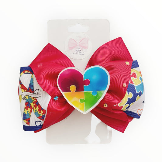 Autism hair bow  Hair bow  Autism month bow