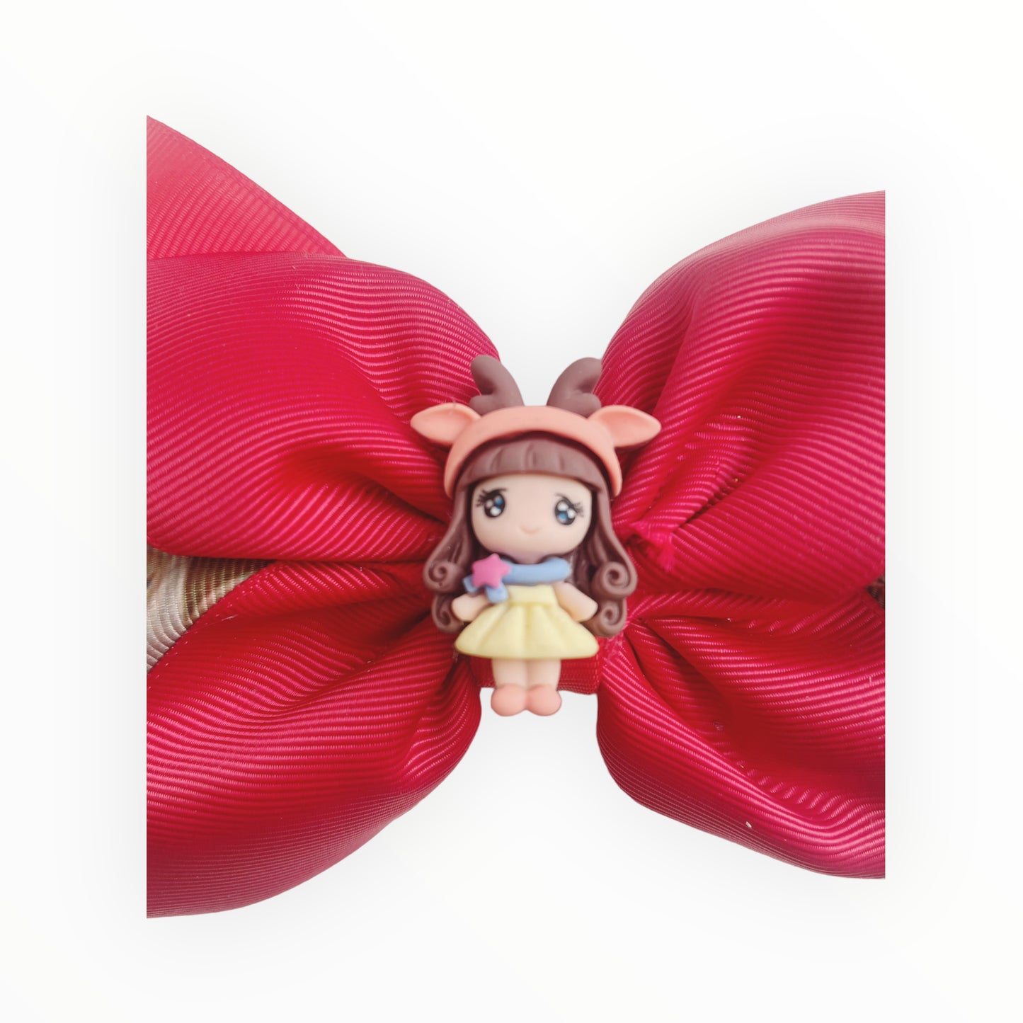 ❗️LAST UNIT AVALIABLE❗️ Reindeer Hair Bow  Red Christmas Hair Accessory for Girl. Seasonal Clearance: Get Your Holiday Bow Today!