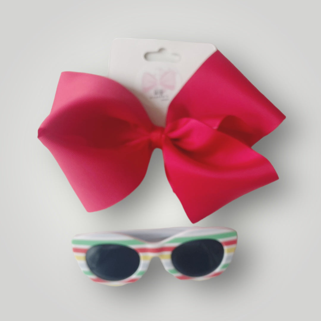 Hair Bow and Sunglasses Set  Maxilazo Yo-yo Ribbon Hair Bow with Sunglasses for Girl