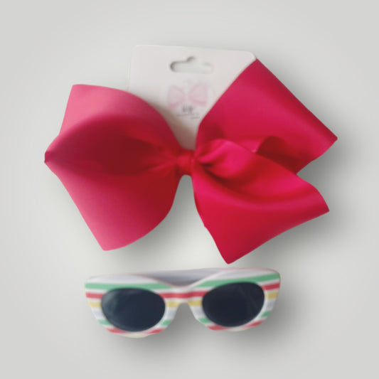 Hair Bow and Sunglasses Set  Maxilazo Yo-yo Ribbon Hair Bow with Sunglasses for Girl