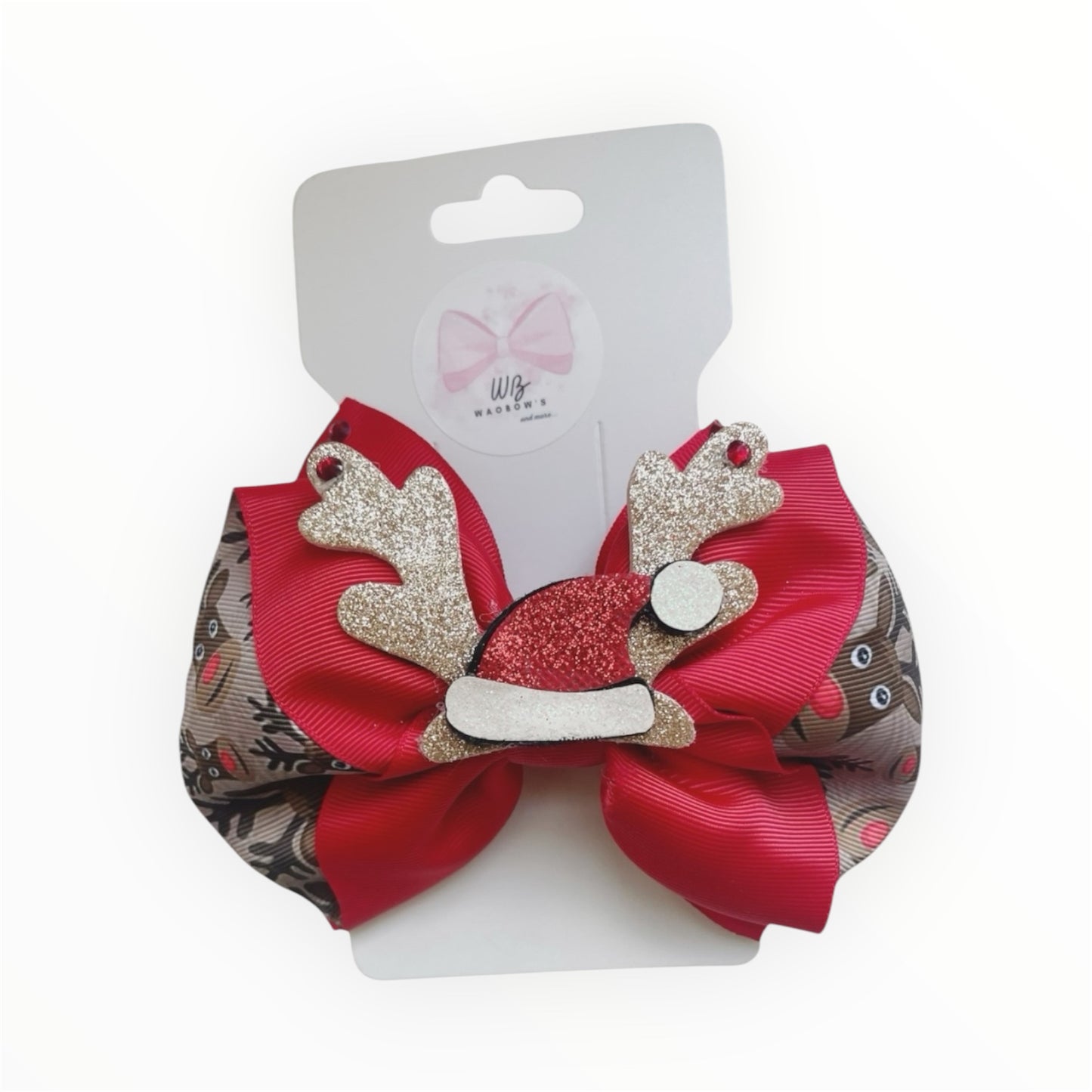 ❗️ LAST UNIT AVALIABLE ❗️ Reindeer Christmas Hair Bow for Girl  Seasonal Clearance: Get Your Holiday Bow Today!