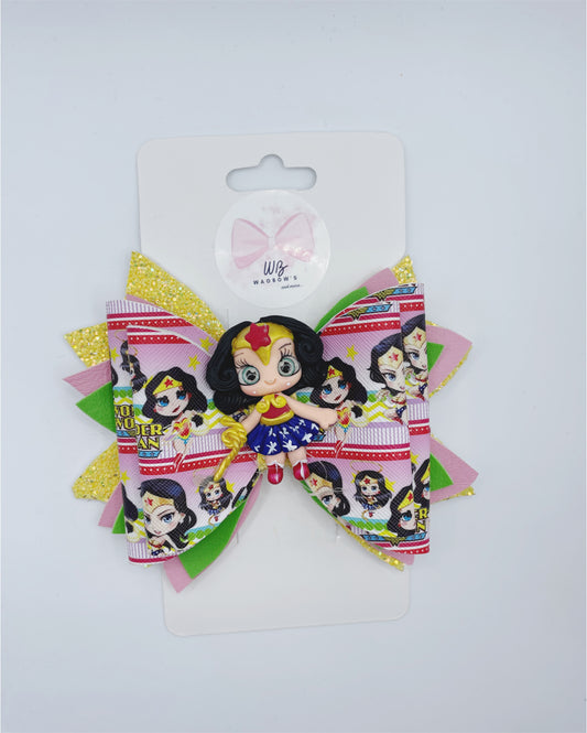 Wonder Women Vinyl Hair Bow  Clips Hair Accessories  Hair Accessories For Girl