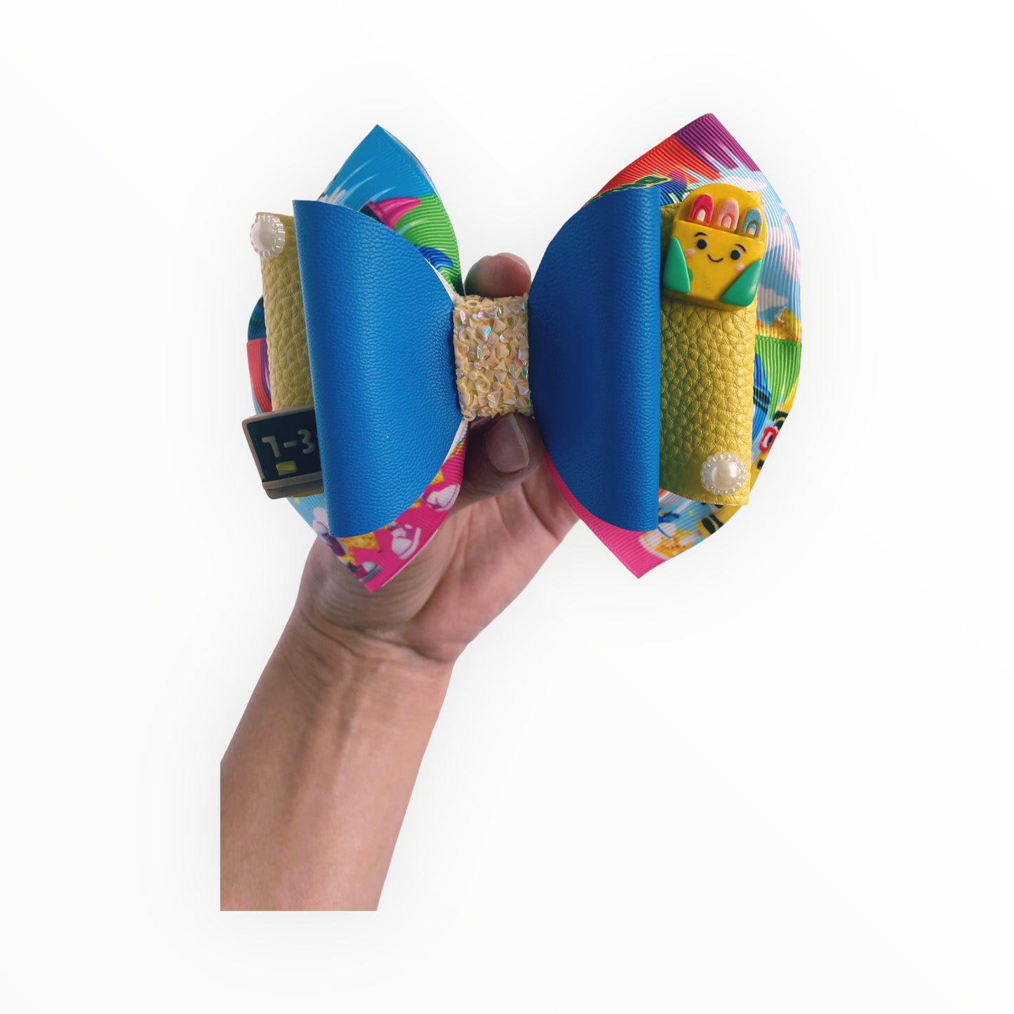 Girl hair bow School hair bow  Hair bow for girl Handmade school bow  Vinyl bow