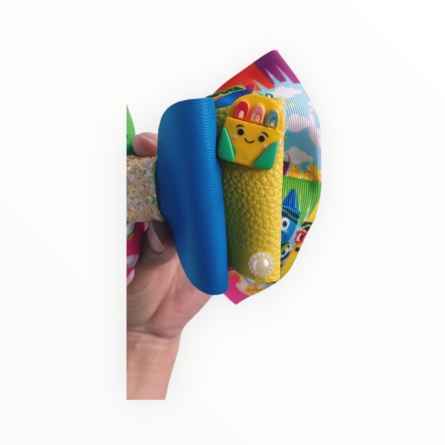 Girl hair bow School hair bow  Hair bow for girl Handmade school bow  Vinyl bow