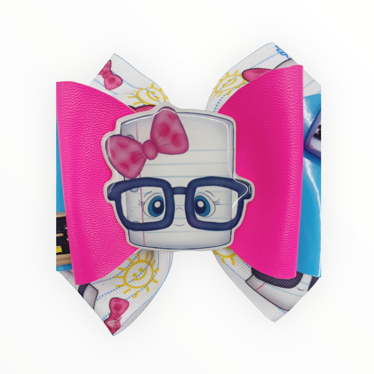 School Girl Hair Bow Synthetic Leather Hair Bow Handade School Hair Bow Back to School Hair Accessories. Bow Hair Clip for  School  Hair Bow for School