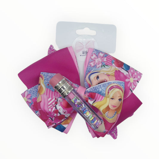Barbie School Hair Bow  School Hair Bow  Pink Hair Bow for School  Hair Accessoeries for School  Ribbons Hair Bow  Grossgrain Ribbons Hair Bow