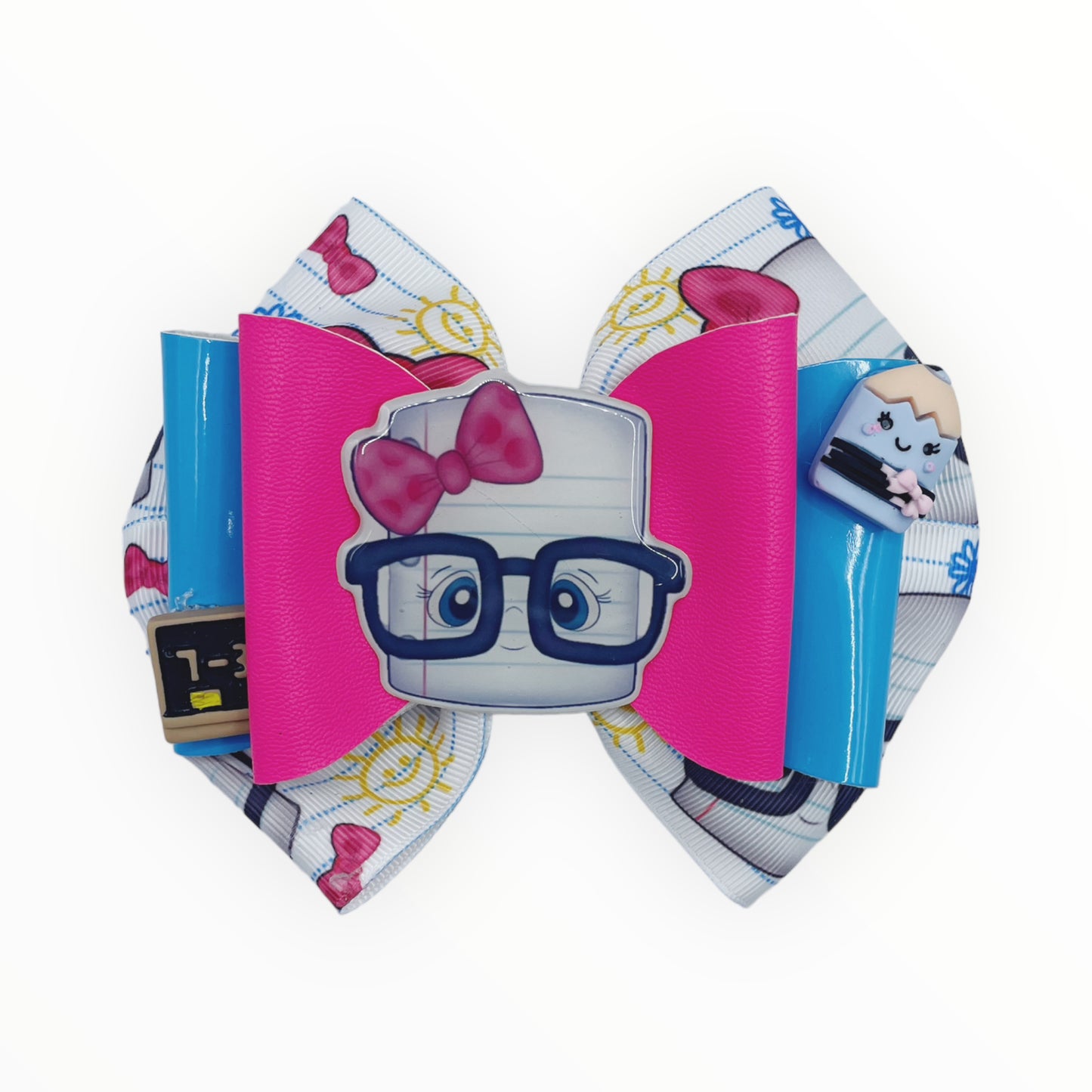 School Girl Hair Bow Synthetic Leather Hair Bow Handade School Hair Bow Back to School Hair Accessories. Bow Hair Clip for  School  Hair Bow for School