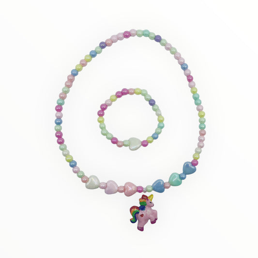 2PCS COLLARES Y PULSERAS UNICORNIO COLORES SET COLLARES Y PULSERAS NIÑA COLLARES Y PULSERAS NIÑA