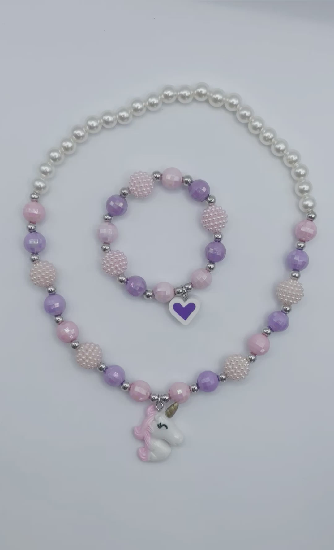2PCS SET UNICORN NECKLACE AND BRACELET GIRL NECKLACE AND