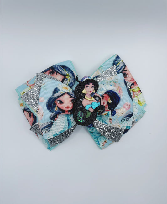 Princess Girl Hair Bow Glitter Hair Bow Clips Girls Cute Sweet Hair Bow Jazmine Princess Hair Bow