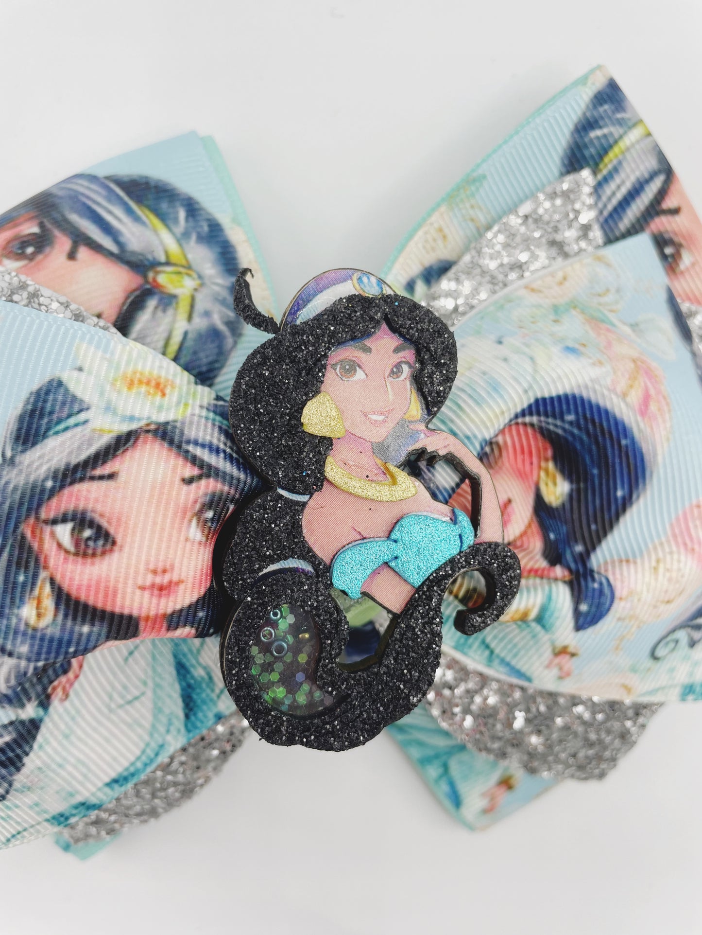 Princess Girl Hair Bow Glitter Hair Bow Clips Girls Cute Sweet Hair Bow Jazmine Princess Hair Bow