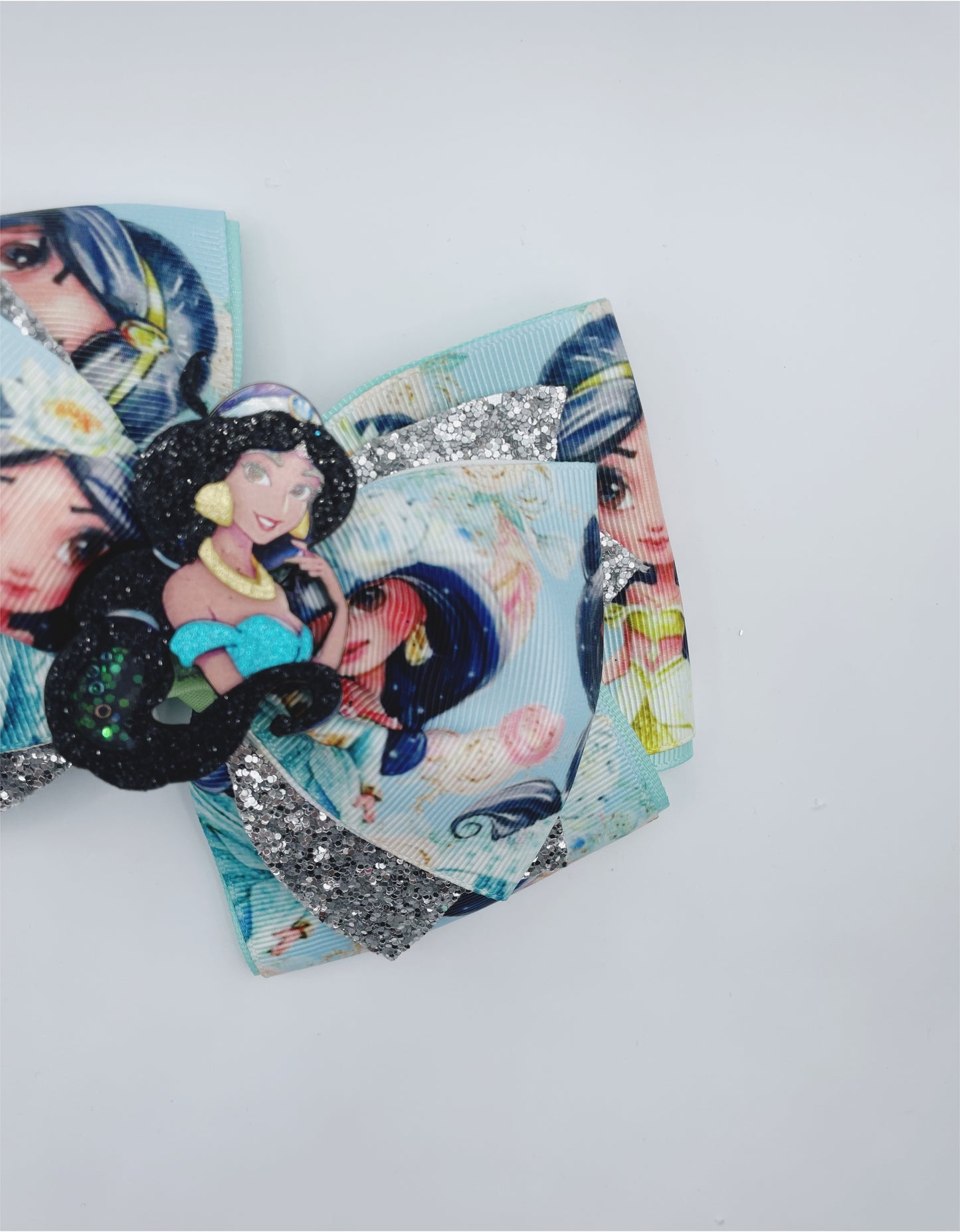 Princess Girl Hair Bow Glitter Hair Bow Clips Girls Cute Sweet Hair Bow Jazmine Princess Hair Bow